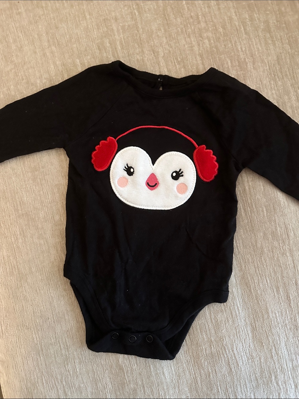 Garanimals Black Baby Penguin Bodysuit with Red Accents